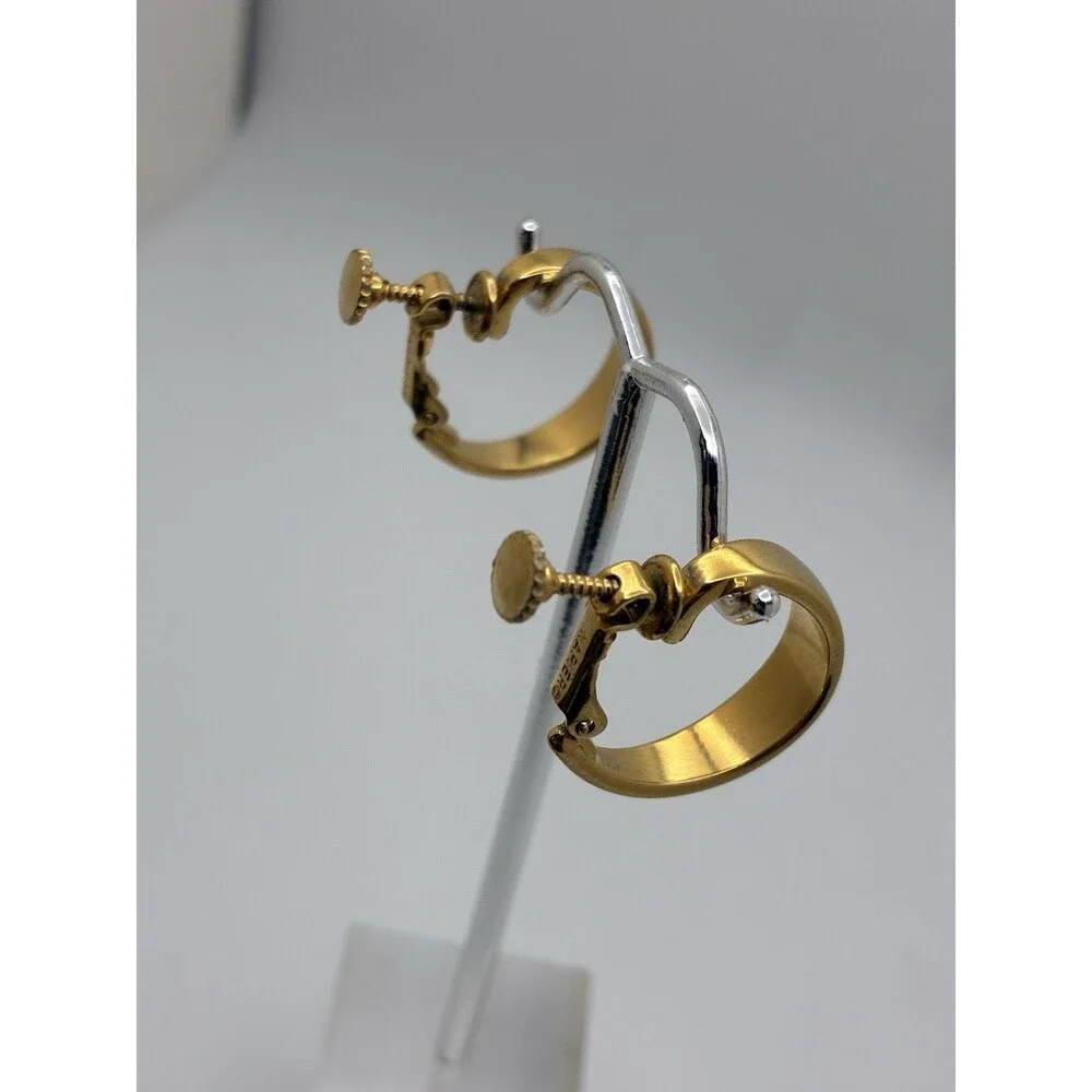 Napier Gold Hoop Screw Back Clip on Earrings VTG Classic